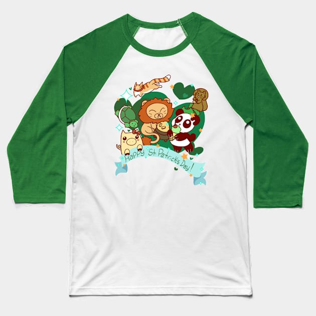 Happy St. Patrick's Day Animals Baseball T-Shirt by saradaboru